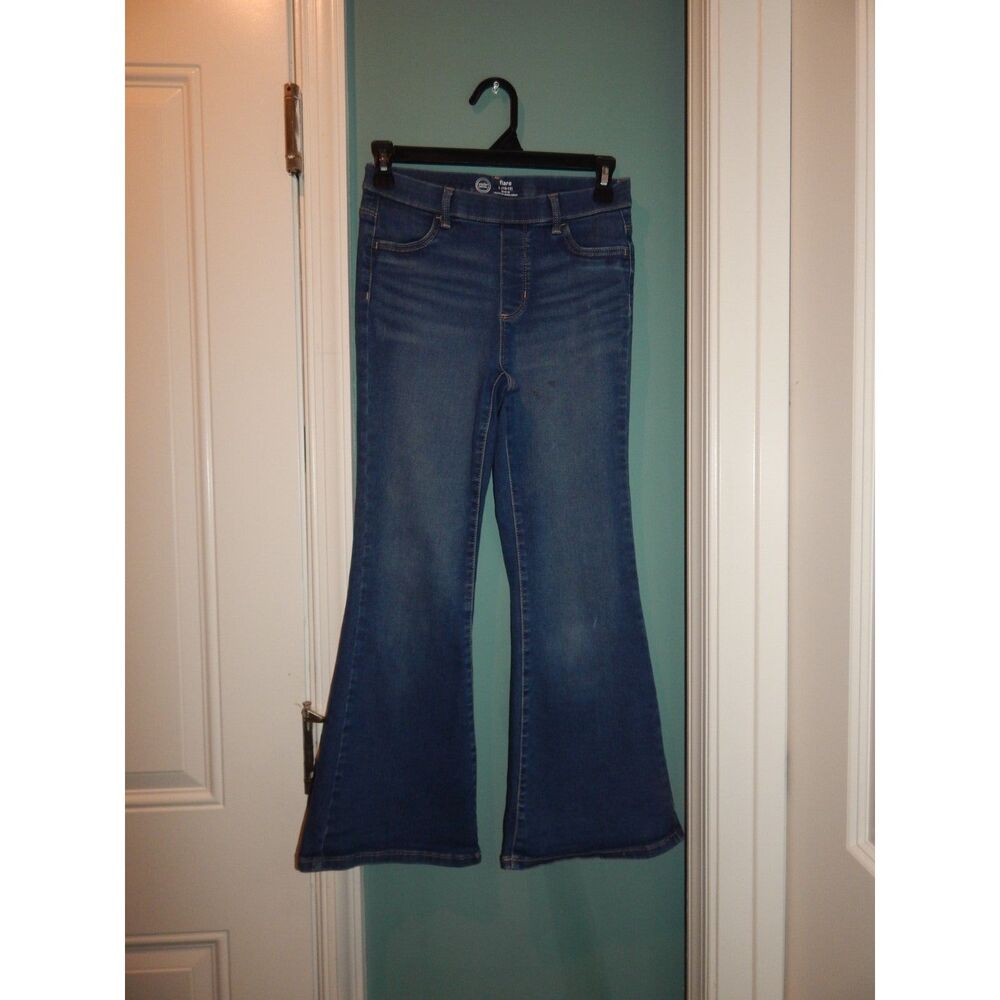 Wonder Nation Girls Large 10/12 Dark Wash Flare Jegging Jeans